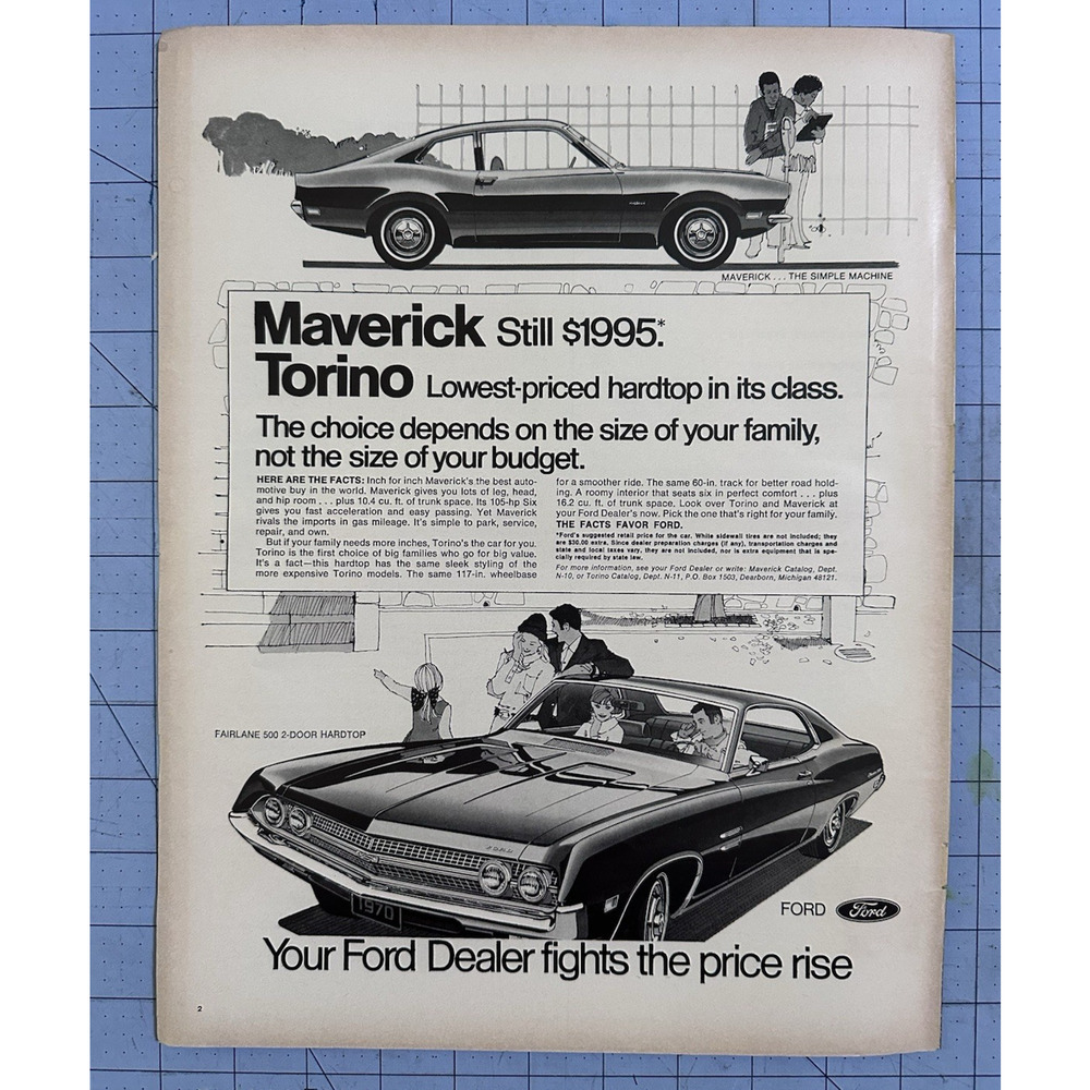 1969 Maverick Torino Ford Dealer Car Automobile Vintage Print Ad